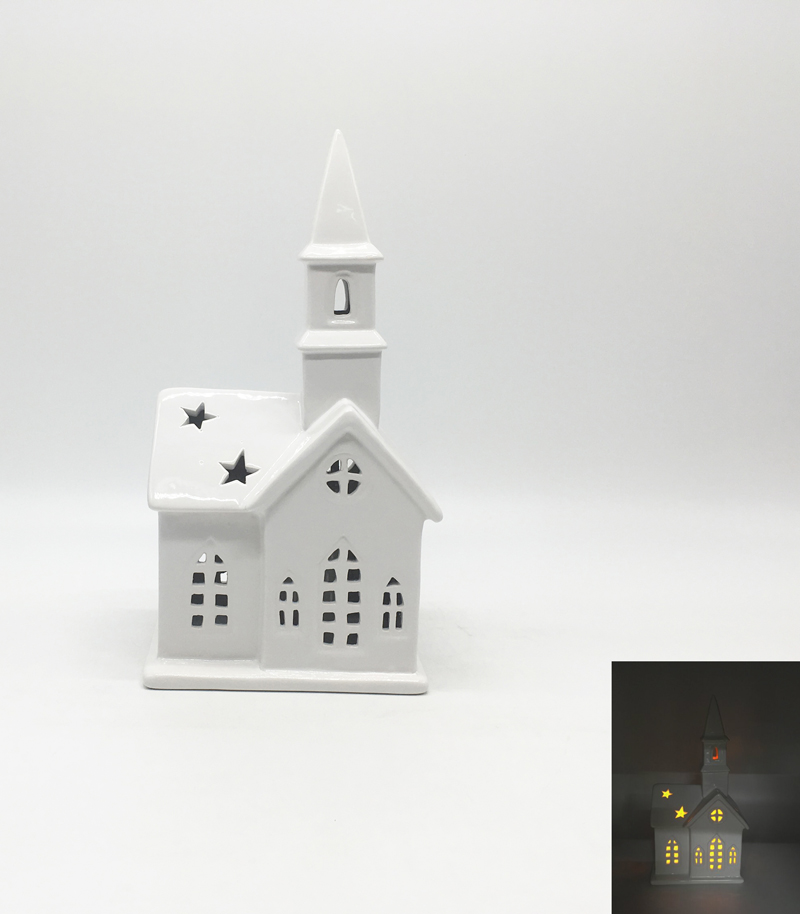 Ceramic Church Tealight Holder