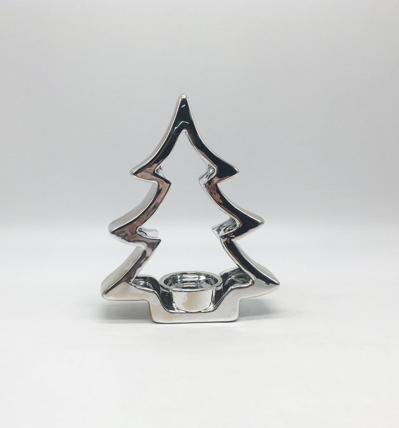 Silver Christmas Tree Candle Holder