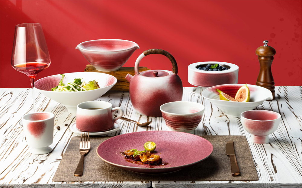 Elegant Pink Ceramic Dinnerware Set