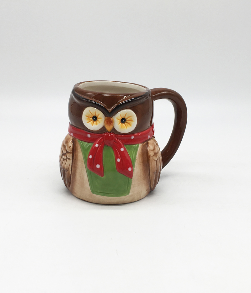 Owl-shaped ceramic mug