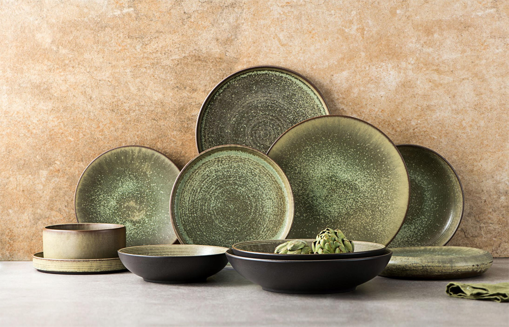 Green Stoneware Dinnerware Set