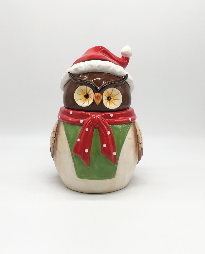 Christmas Owl Cookie Jar