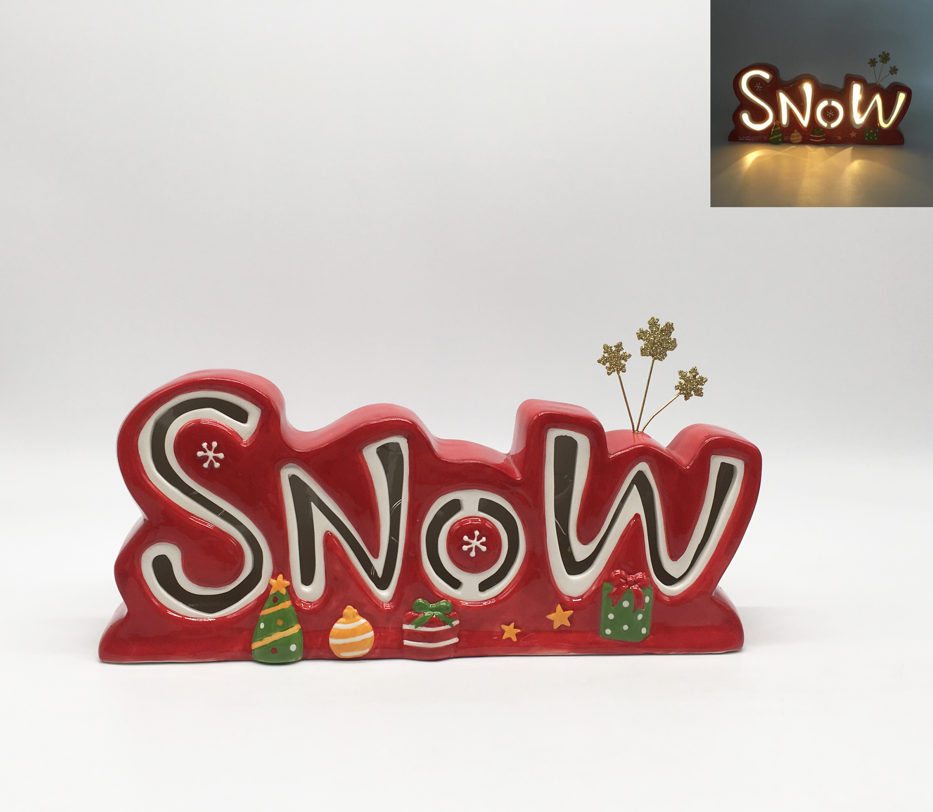 Ceramic 'Snow' Christmas Decoration