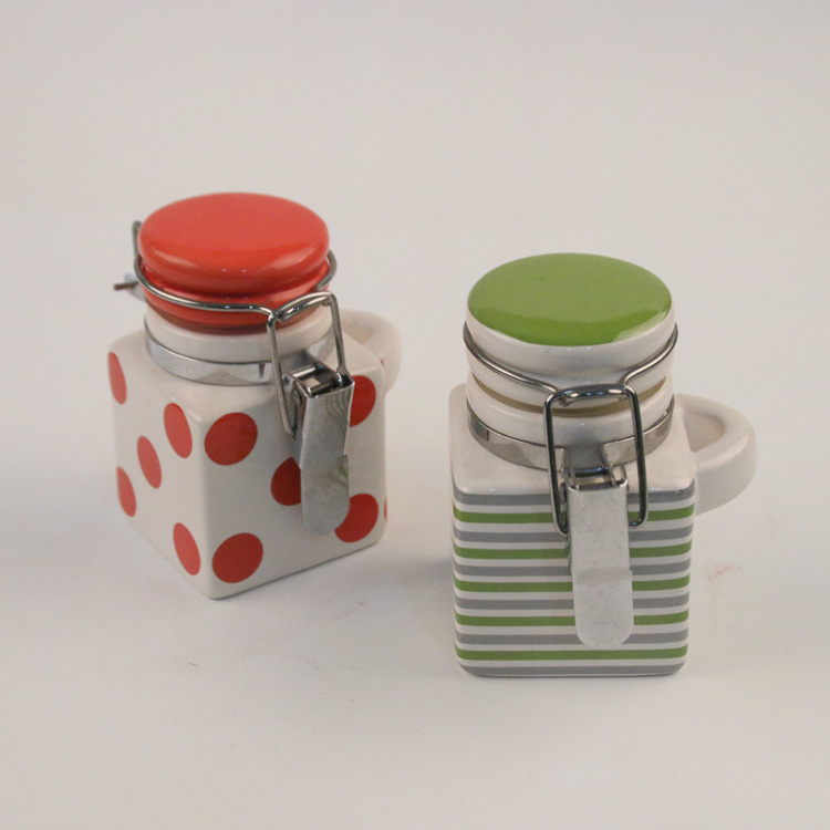Set of Decorative Ceramic Storage Jars