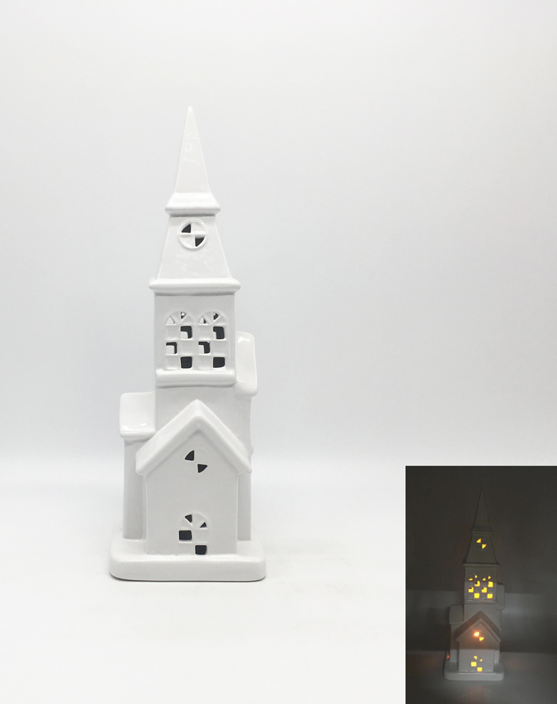 Ceramic Church Tealight Holder