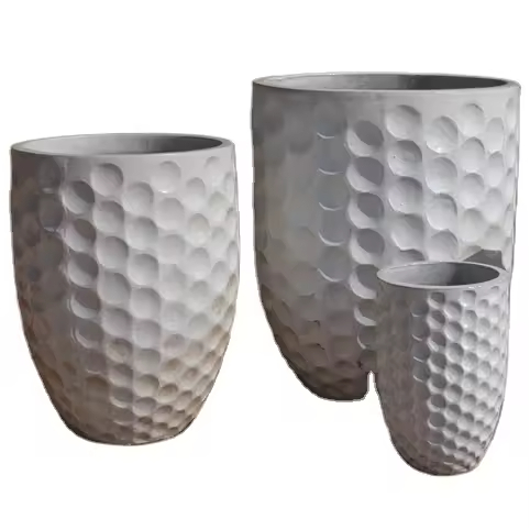 Textured Ceramic Planter Set