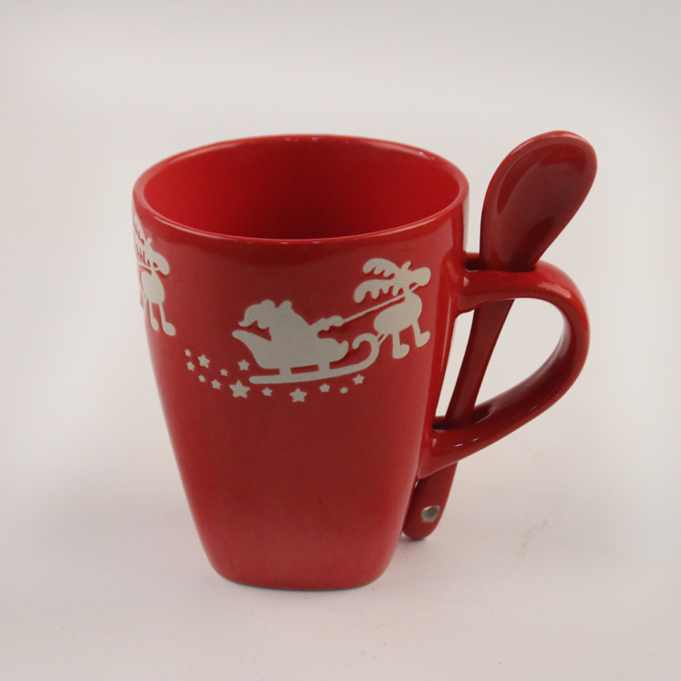 Red Christmas Mug with Spoon