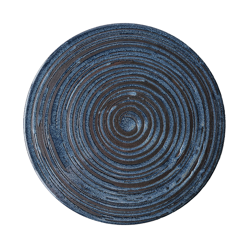 Blue Spiral Ceramic Plate