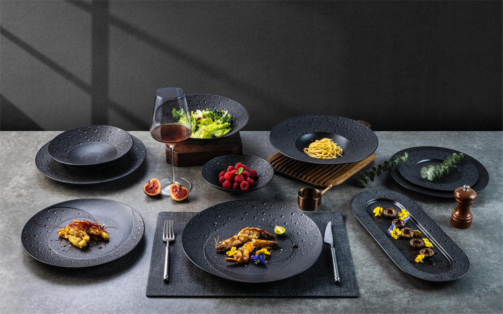 Modern Black Stoneware Dinnerware Set