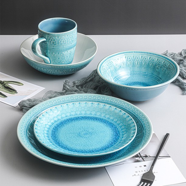 Blue Ceramic Dinnerware Set
