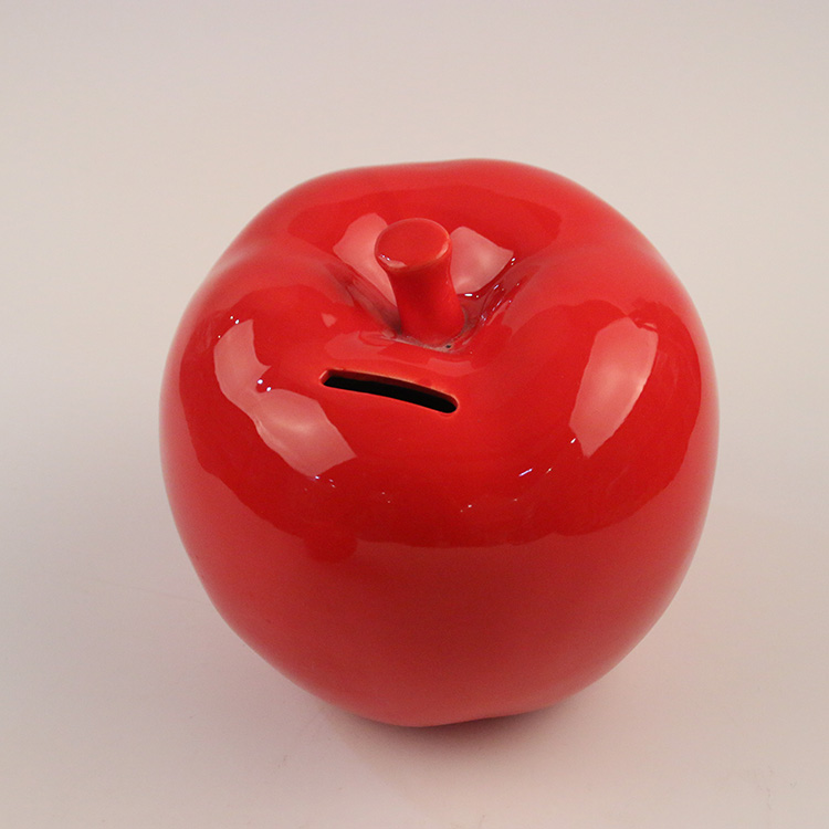 Ceramic Apple-Shaped Coin Bank