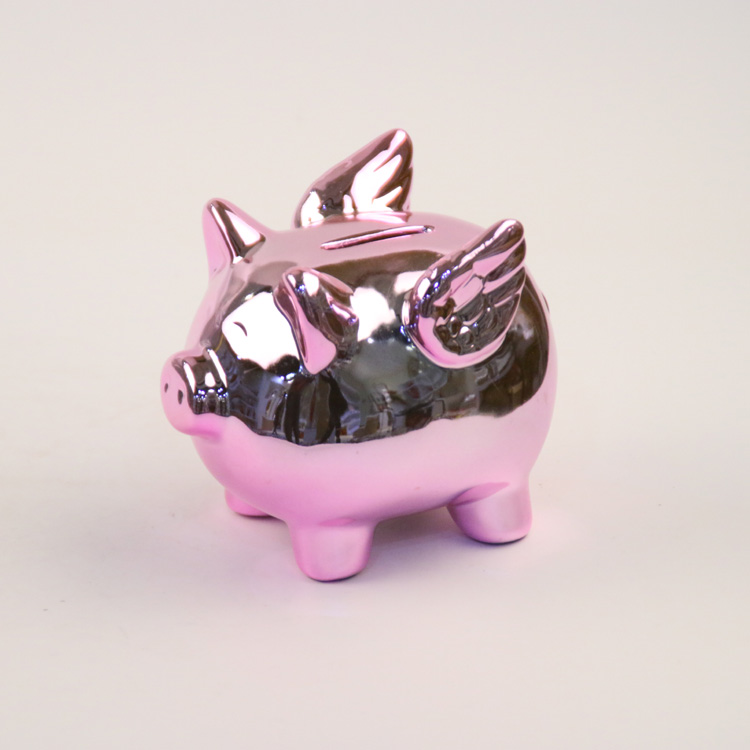 Red metallic flying piggy bank