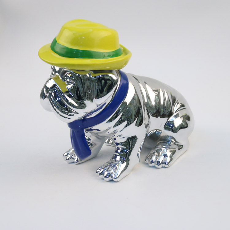 Ceramic Bulldog Figurines with Colorful Hats
