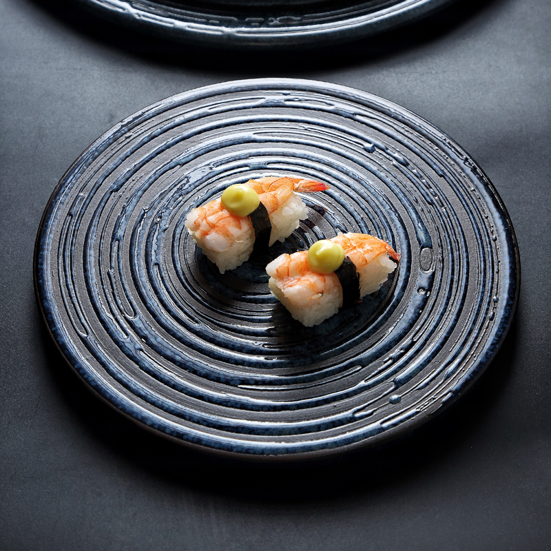 Blue Spiral Ceramic Plate