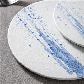 Ceramic Plate with Abstract Blue Splash