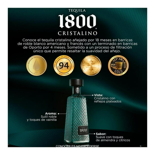 TEQUILA 1800 CRISTALINO AÑEJO 700 ML