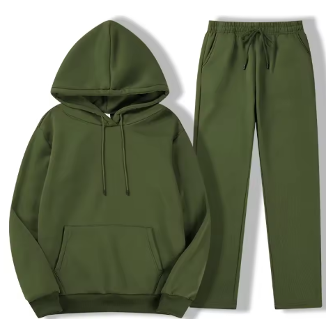 Olive Green Hoodie and Sweatpants Set