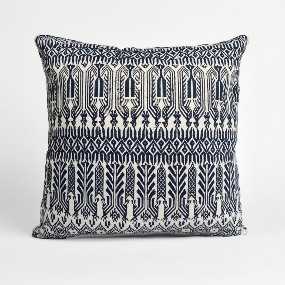 Decorative Navy Patterned Throw Pillow