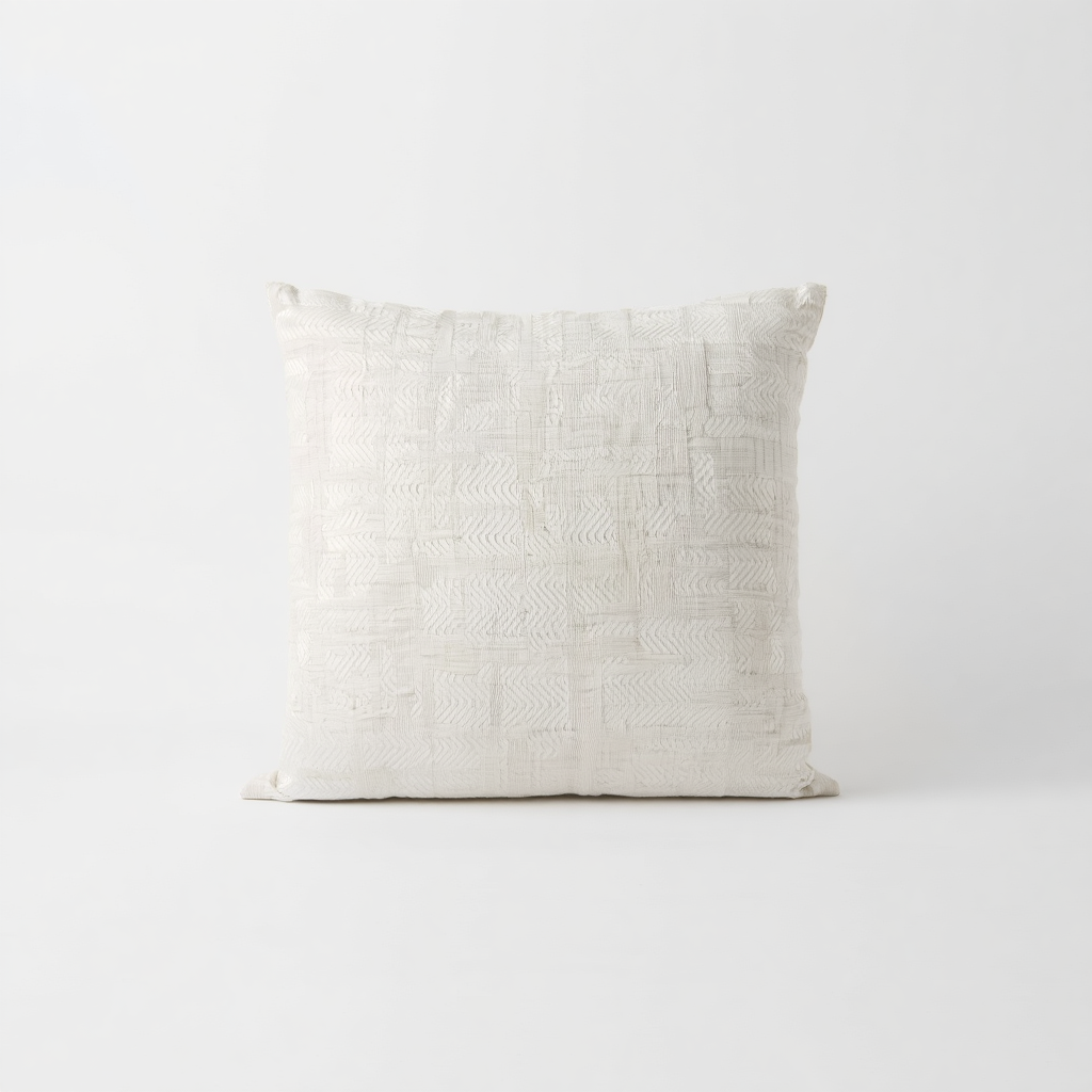 Textured White Throw Pillow