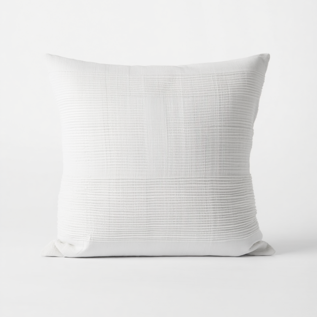 White Textured Decorative Pillow