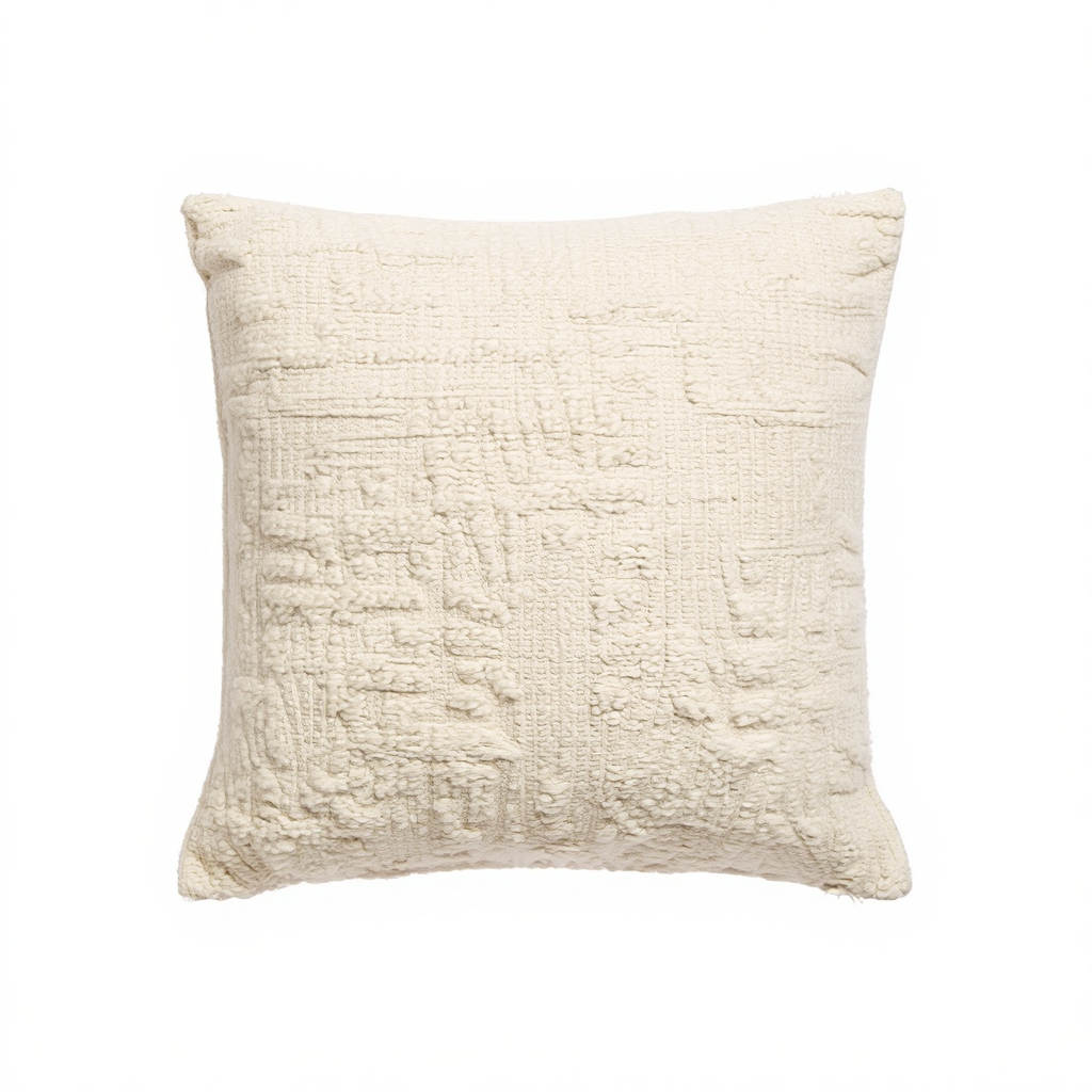 Textured Cream Throw Pillow