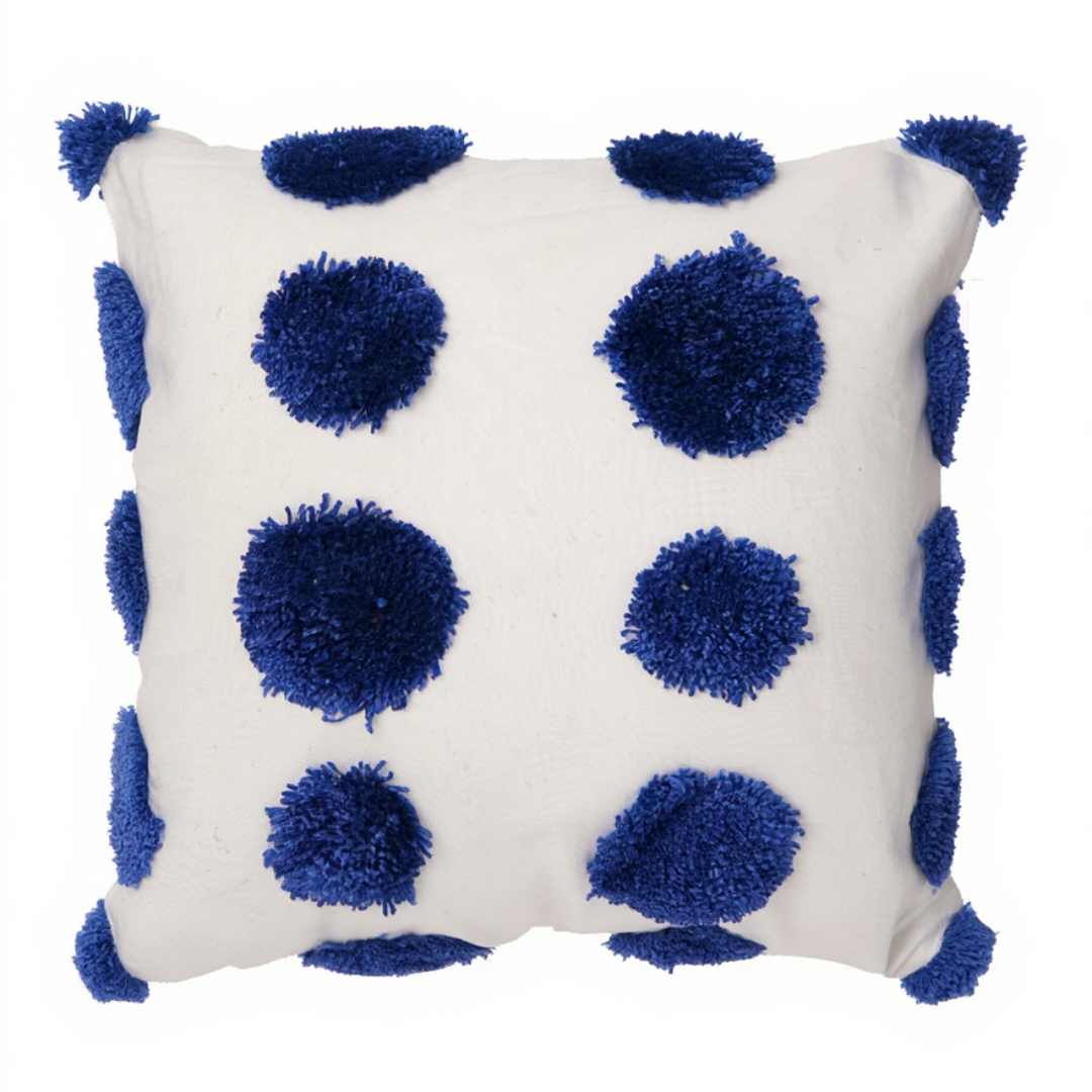 Blue Pom Pom Decorative Pillow