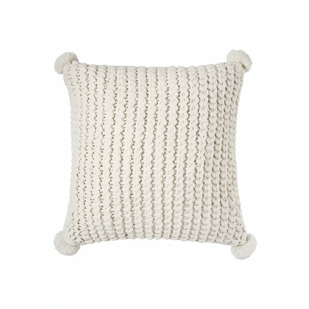 Knitted Cream Throw Pillow
