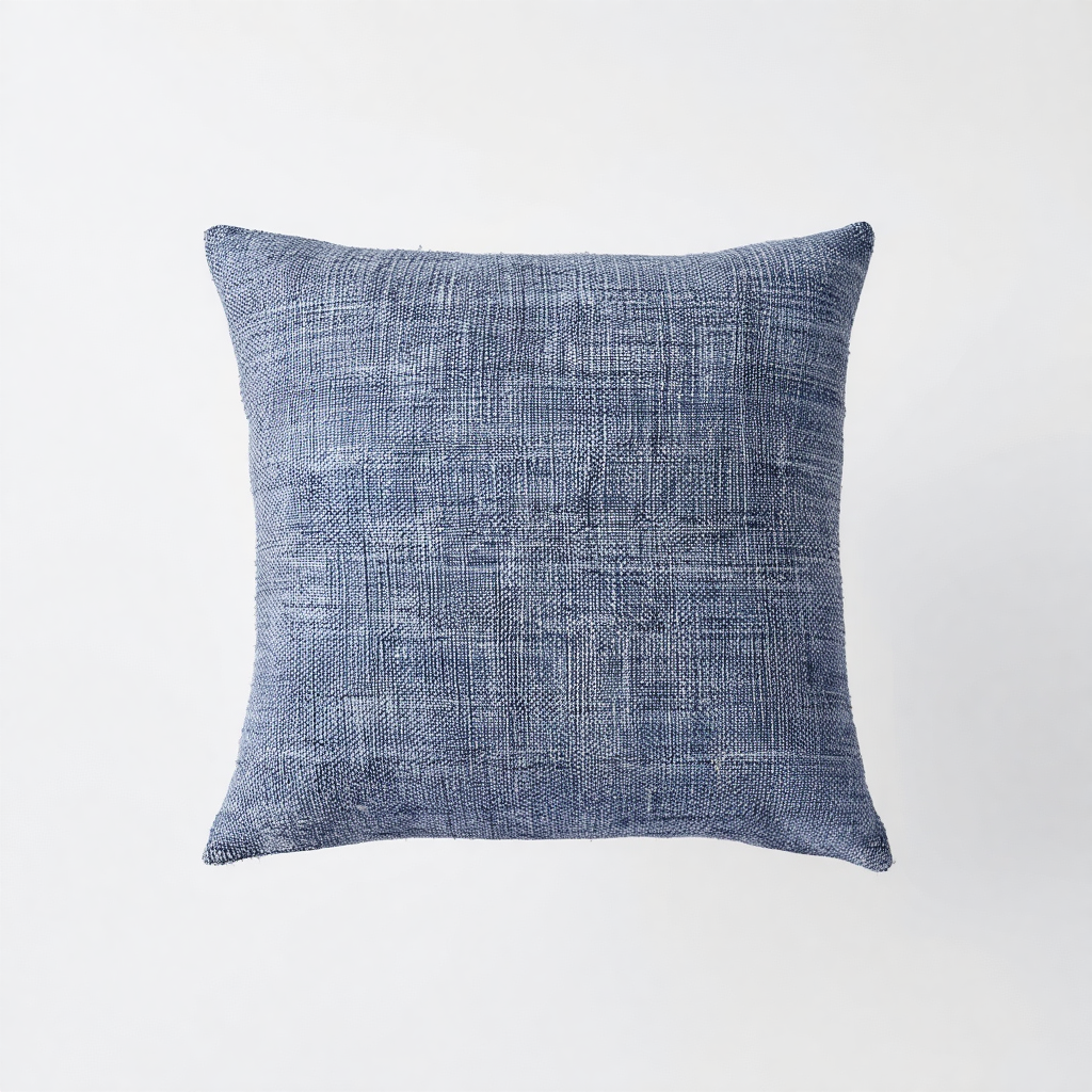 Blue Linen Throw Pillow