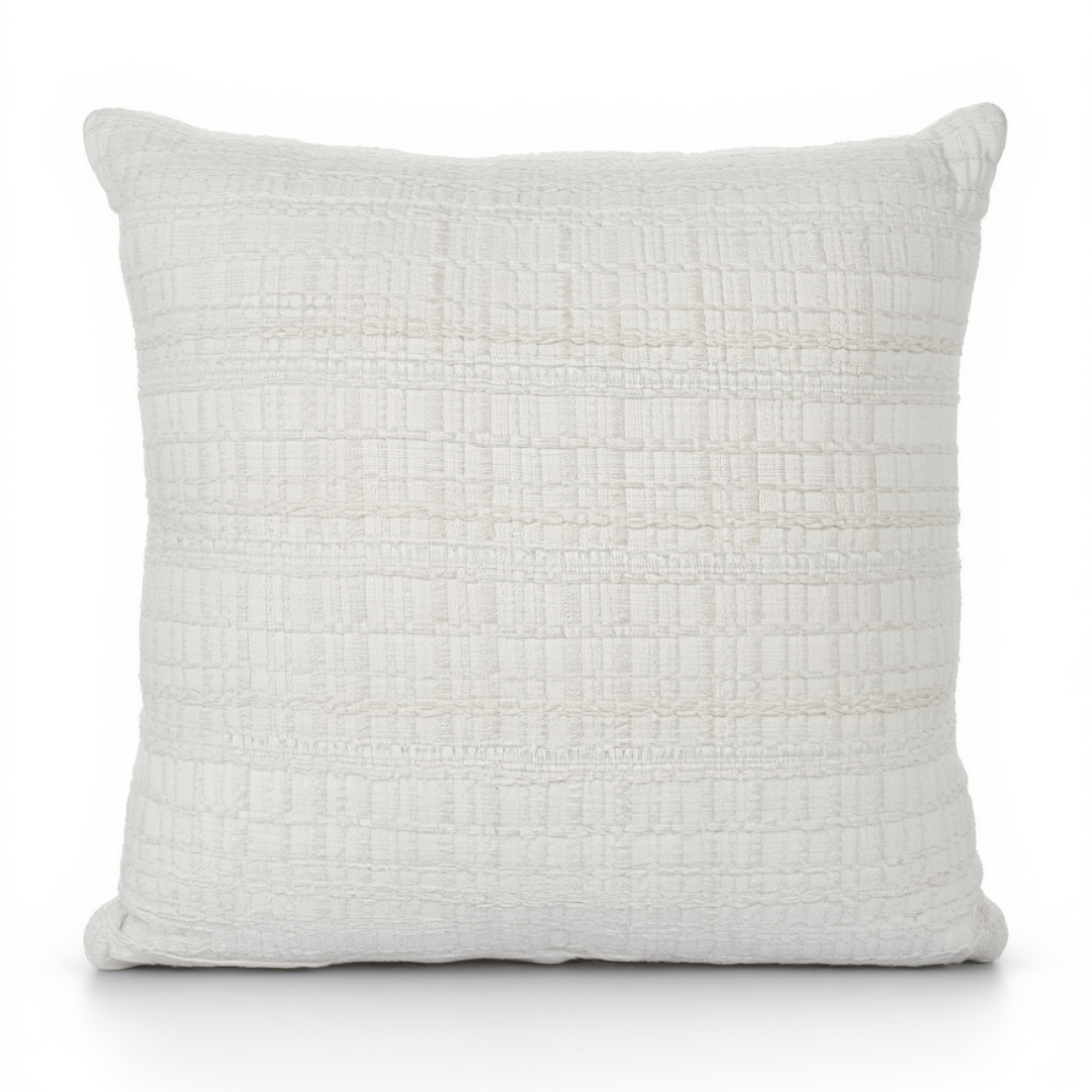 Textured White Throw Pillow