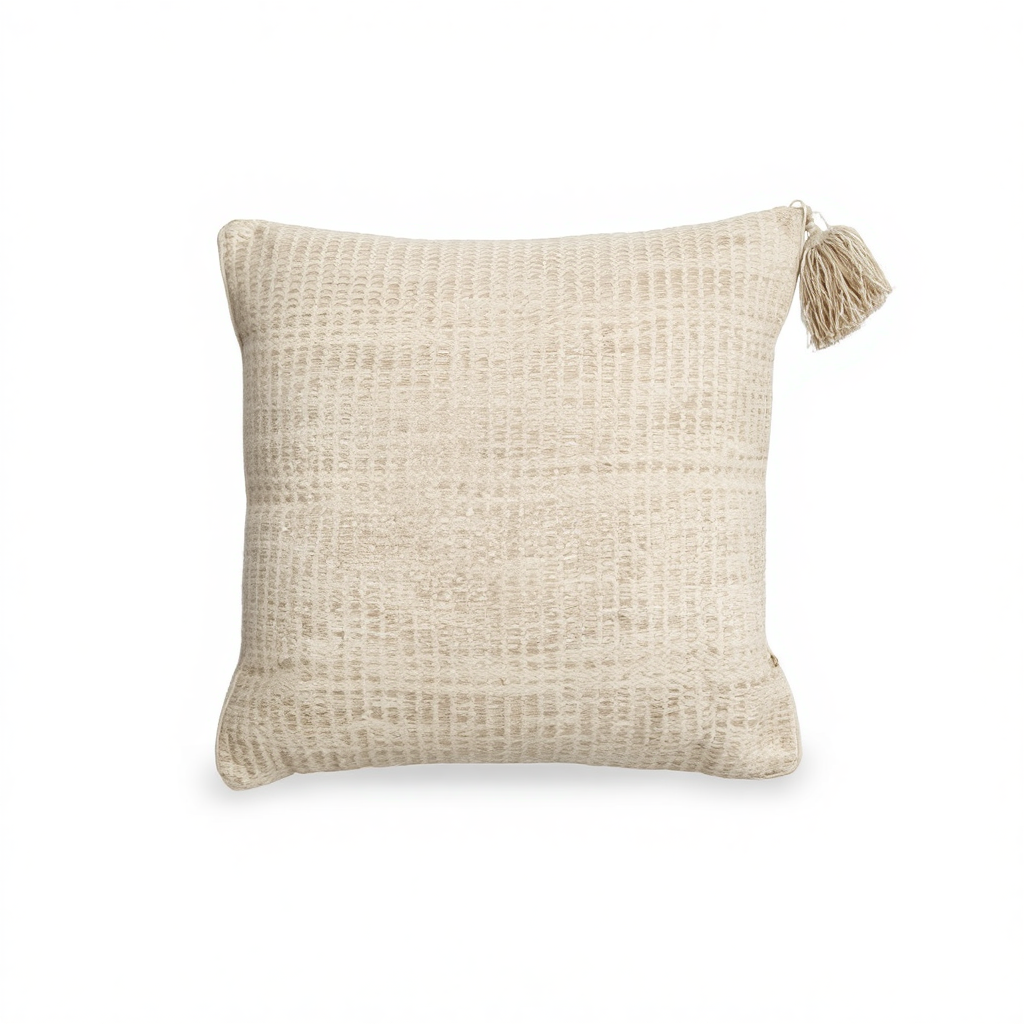 Textured Beige Throw Pillow
