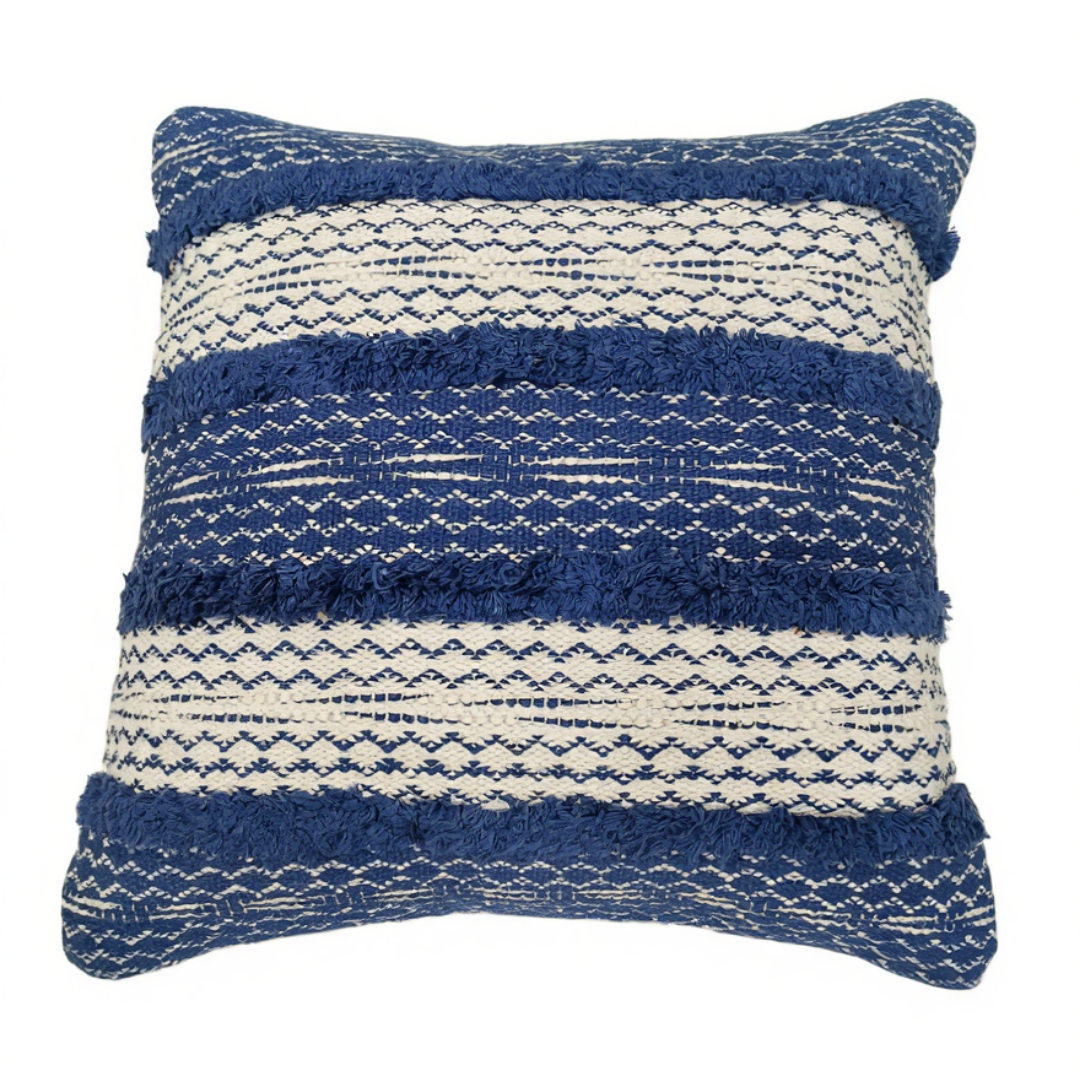 Blue And White Patterned Throw Pillow