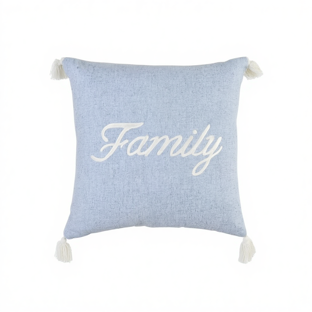 Family Embroidered Throw Pillow