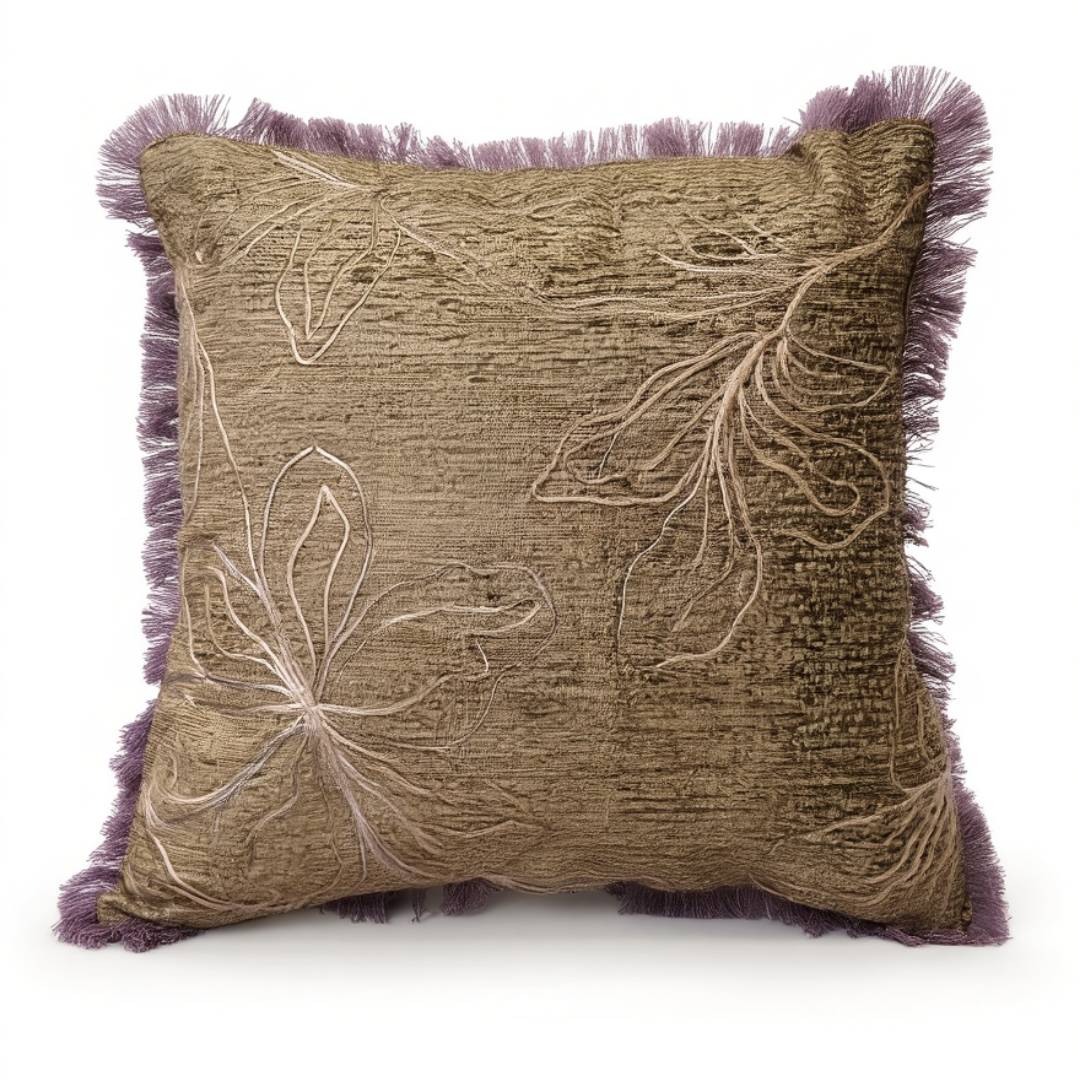 Velvet Embroidered Decorative Pillow
