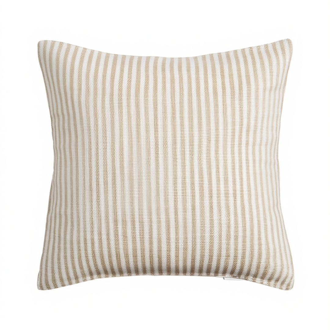 Striped Beige Throw Pillow