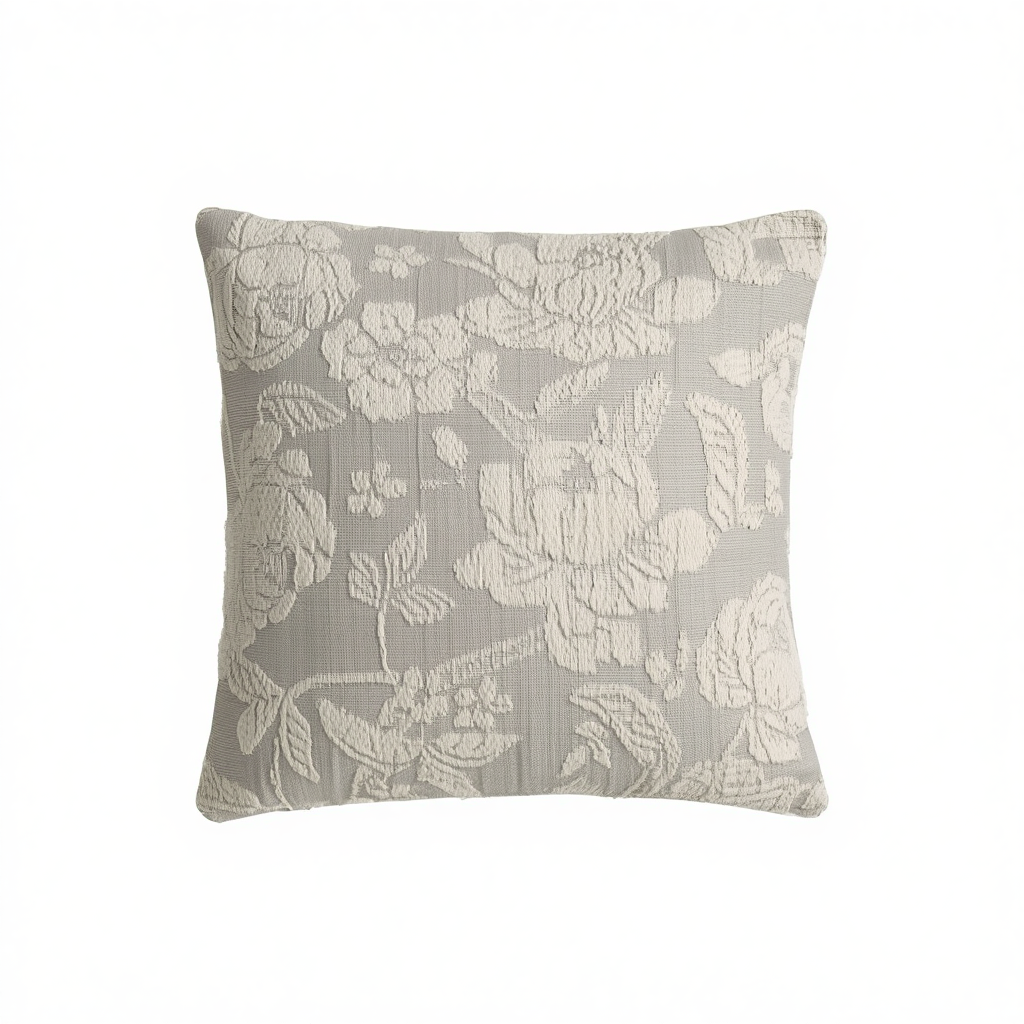 Floral Embroidered Throw Pillow