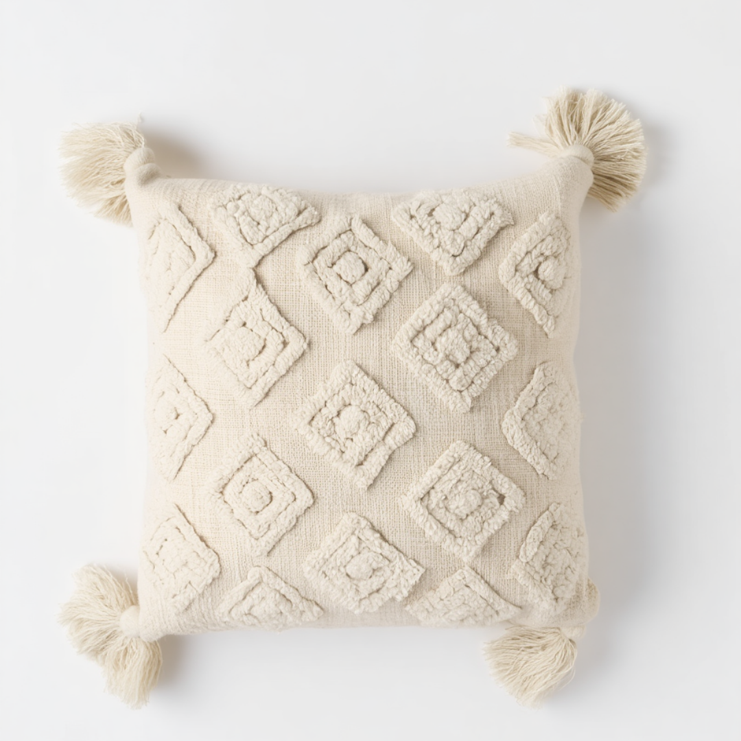 Textured Cream Throw Pillow