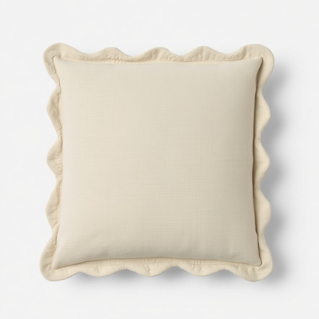 Cream Ruffled Throw Pillow