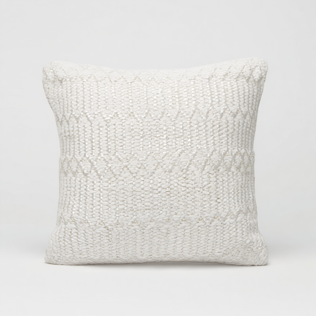 Textured White Throw Pillow