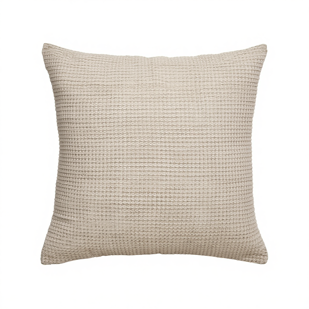 Textured Beige Throw Pillow