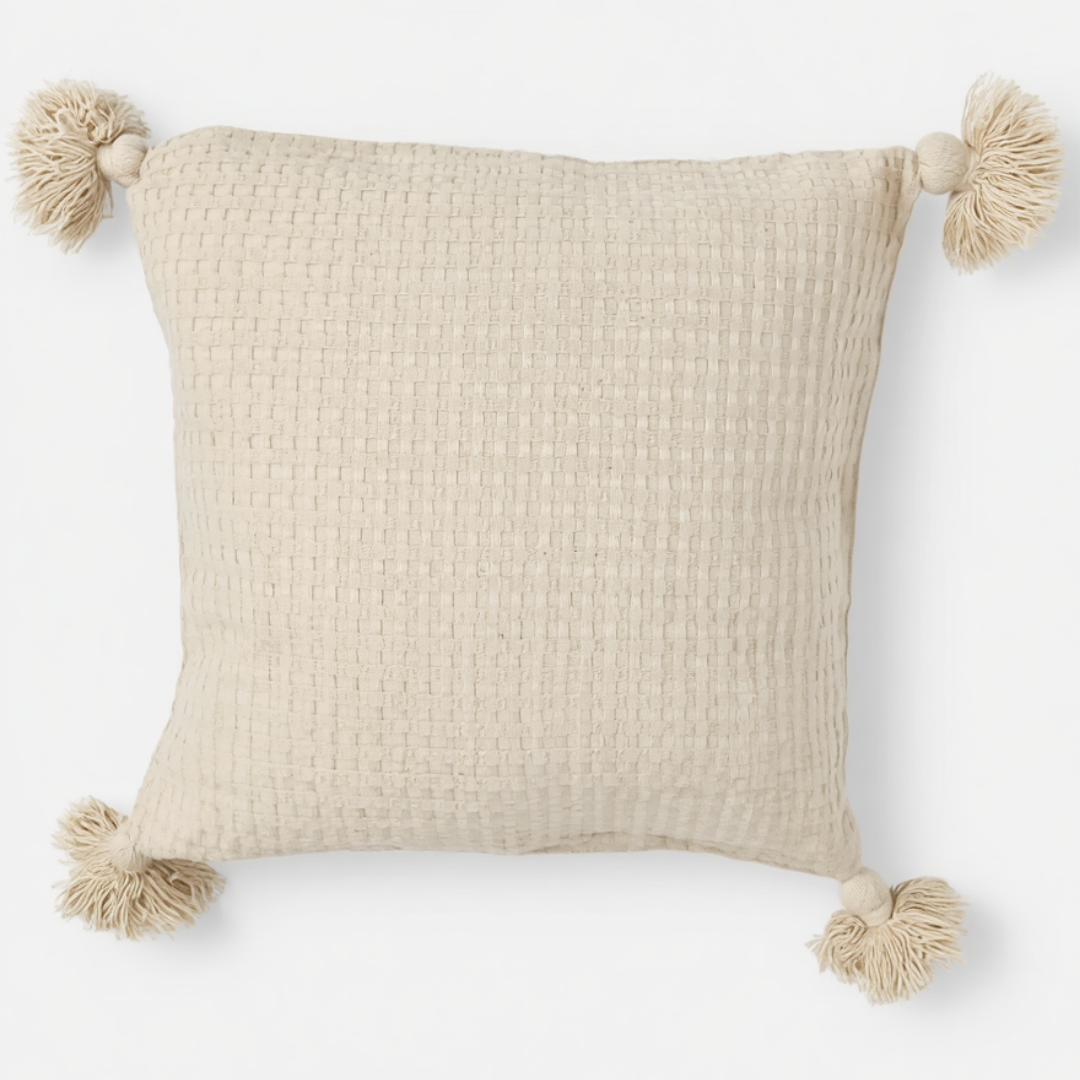 Textured Cream Throw Pillow