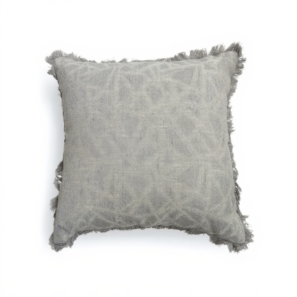 Grey Fringe Throw Pillow