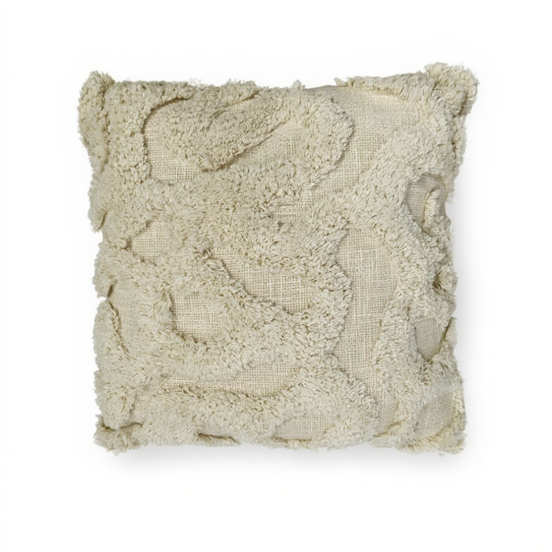Textured Beige Throw Pillow