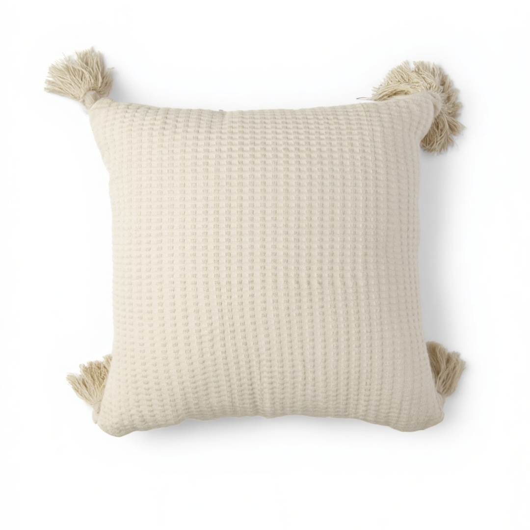 Cream Textured Throw Pillow