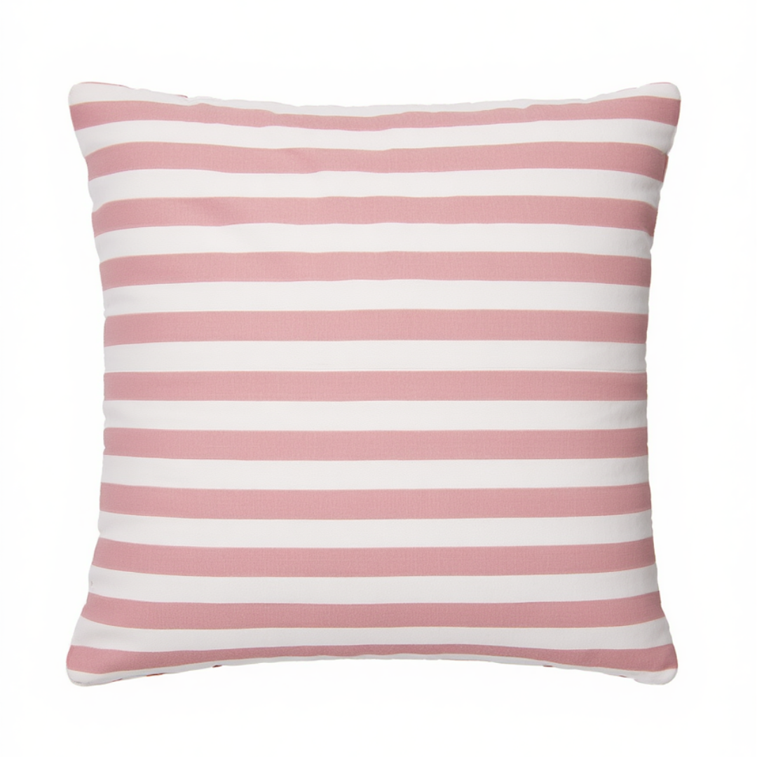 Pink and White Striped Throw Pillow