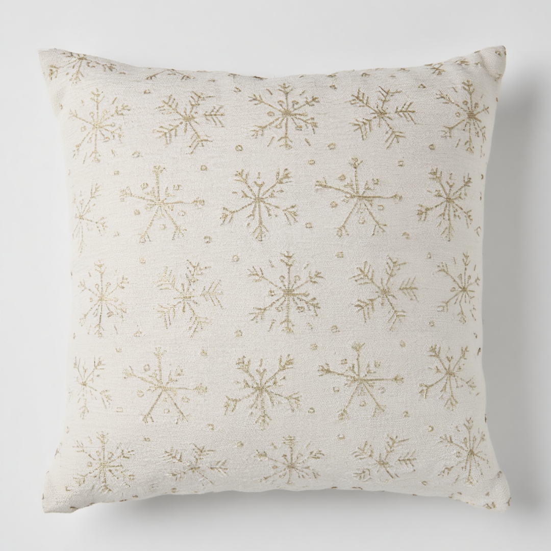Embroidered Snowflake Throw Pillow