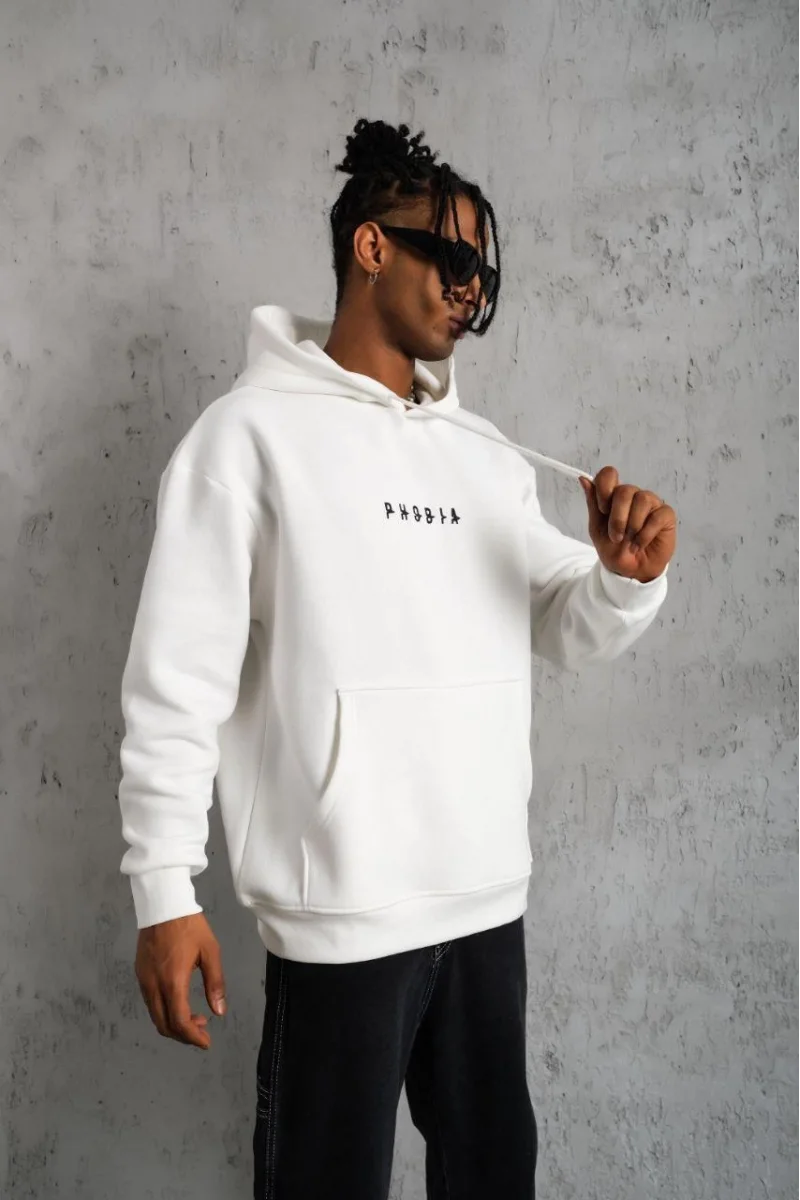 Beyaz Kapüşonlu Sweatshirt