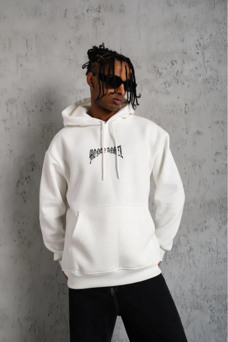 Beyaz Kapüşonlu Sweatshirt