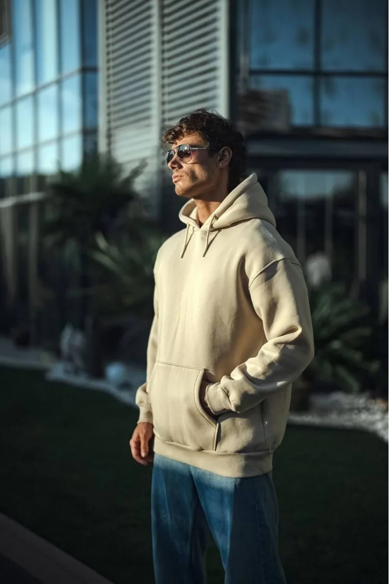 Bej Kapüşonlu Sweatshirt