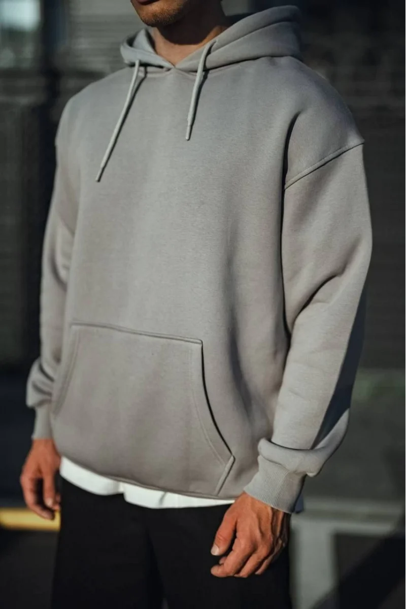 Gri Kapüşonlu Sweatshirt