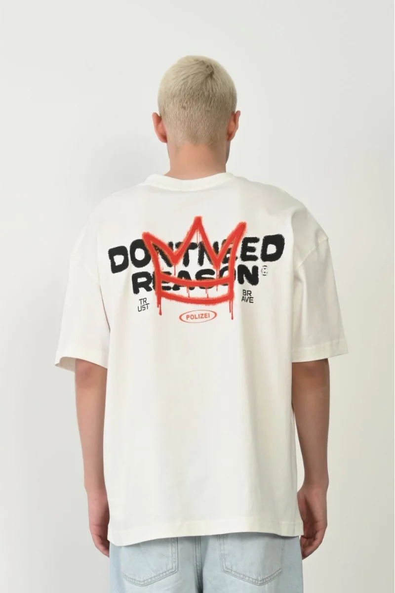 Unisex Baskılı Bisiklet Yaka Oversize T-Shirt